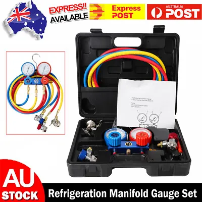 R134A A/C Air Conditioner Refrigerant Manifold Gauge & Charging Hoses & Adapters • $76