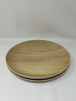 Tommy Bahama Faux Bamboo Wood Grain 11 Inch  Dinner Plates ~ Set Of 3 • $12.99