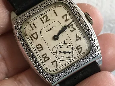 VINTAGE ELGIN 15 Jewels Men’s Manual Watch-Art Deco 👍 • $50