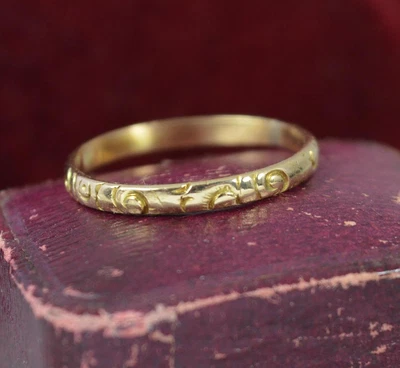 £595 • Buy Georgian 15ct Gold Delicate Floral Engraved Full Eternity Band Stack Ring