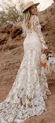 Women’s White Long Sleeve Wedding Dress Size 20 Brand New • $980