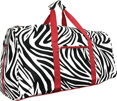 22  Women's Zebra Print Gym Dance Cheer Travel Carry On Duffel Bag - Red • $27.99