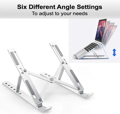 Laptop Stand Full Aluminium Computer Holder Portable Ventilated Desktop PC Riser • £8.95