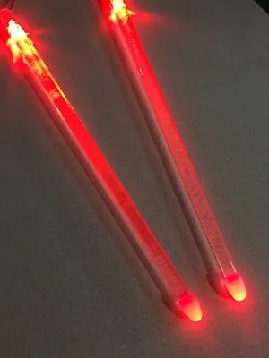 Red LED Drum Sticks Light Up Percussion Drum Set Rock Stix Effect Zildjian 5B • $20.44