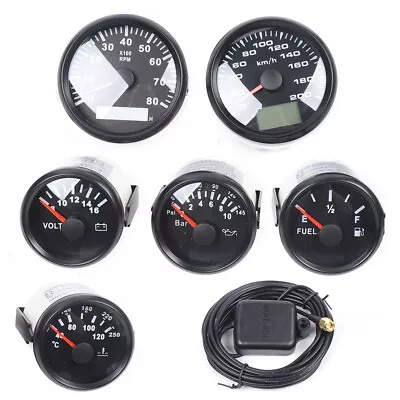 6 Gauge Set Speedometer Tacho Fuel Volt Oil Meter Temp For Car Boat Yacht USA • $127.31