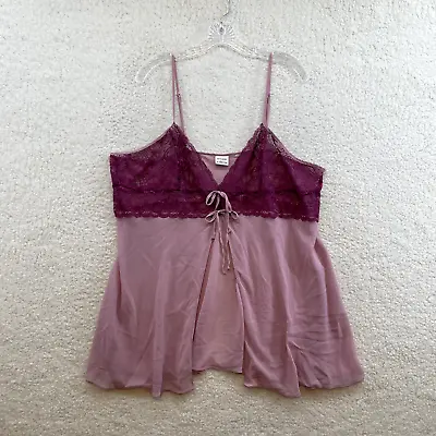 Y2K 2000 Vintage Gilligan O'Malley Pink Lace Bow Lingerie Cami Camisole XXL 2XL • $31.45