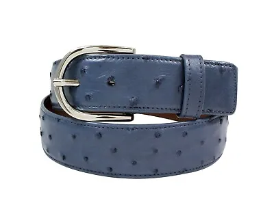 Genuine Handmade Denim Blue Full Quill Ostrich Leather Belt (Made In U.S.A) • $135