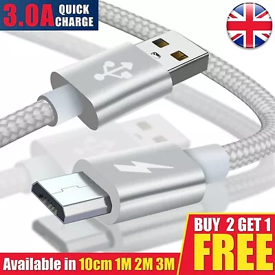 New Long Fast Micro Usb Cable 1m 2m 3m 10cm Strong Lead Braided Data Sync Phones • £3.75