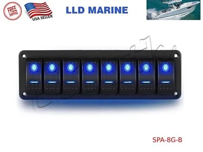 8 Gang Switch Panel Dash Toggle Rocker Switch Boat Car Marine Truck RV Blue • $32.95