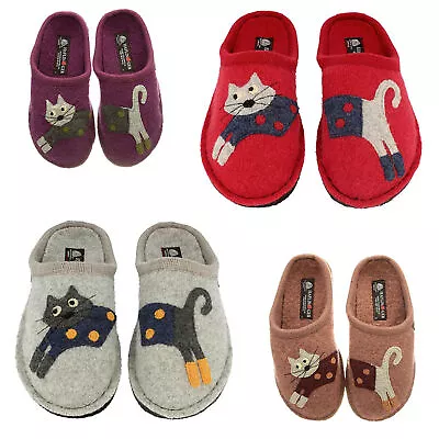 Haflinger Flair Cucho Cat Animal Clogs Slippers Mules Felt Wool Slides House  • $105