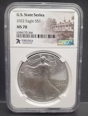 2022 American Silver Eagle-Virginia NGC MS70 US State Series Label  • $96