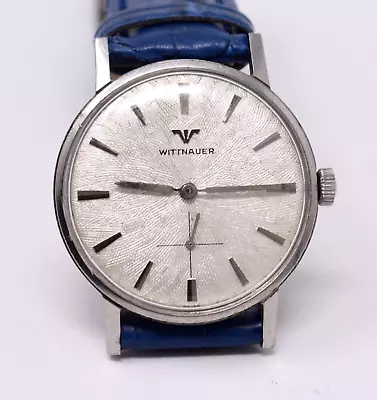 Vintage C. 1960 Mens Wittnauer Cal. 11bg3 Textured Dial Stainless Steel 32mm • $149