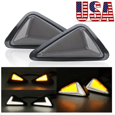 Motorcycle Triangle Flush Mount Turn Signal Smoke Amber DRL LED Light Universal • $11.99