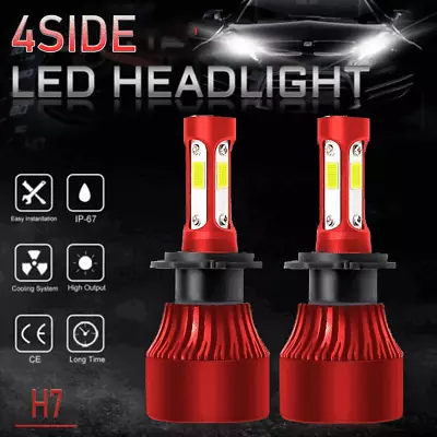 4-Side H7 LED Headlight Fog Lights 6500K Bright White Bulbs Kit High/Low Beam 2X • $9.95