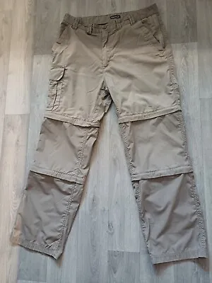 Craghoppers Mens Convertible Beige Double Zip Off Cargo Walking Trousers W32 L29 • £23