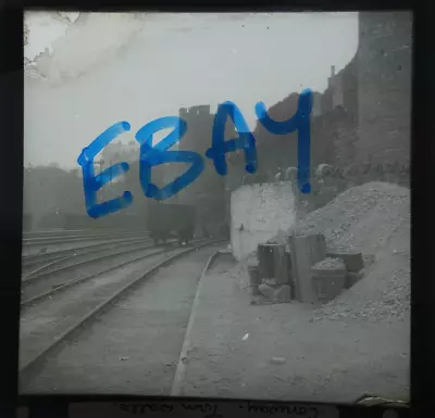 OLD Magic Lantern Slide Photo NORTH WALES CONWY TOWN WALLS RAILWAY 1912 *CRACKED • $21.12