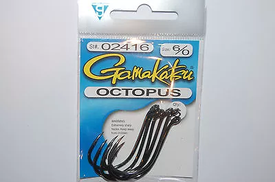 Gamakatsu Octopus Hook Size 6/0  # 02416  6 Hooks Per Pack Authentic • $2.95