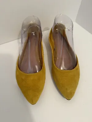 Anthropologie Pointed Toe Suede Leather Ballet Flats Women’s Size 8 Mustard  • $38