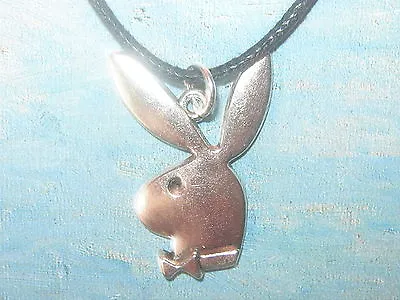 Usa 32mm Antique Silver Tone Sexy Playboy Bunny Charm Pendant Necklace  • $5.99
