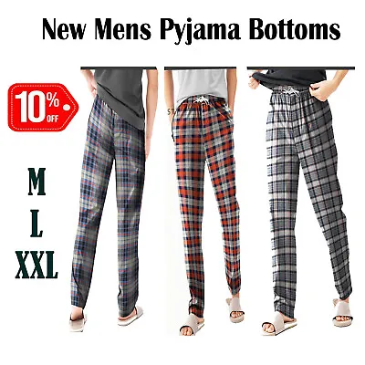 New Mens Pyjama Bottoms Rich Cotton Woven Check Lounge Pants Nightwear M To XXL • £7.89