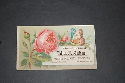 Vintage Trade Card Edw. J. Zahm Manufacturing Jeweler Zahm's Corner Lanc. Pa • $18.40