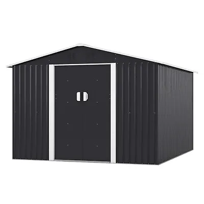 9.1 X 10.5 Ft. Outdoor Garden Metal Storage Shed Backyard Tool House Waterproof • $389.99