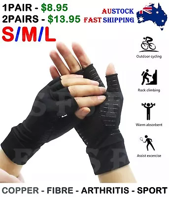 Compression Copper Arthritis Gloves Hand Wrist Support Finger Pain Relief Brace • $13.95