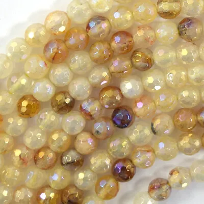 Mystic Titanium Faceted Golden Healer Quartz Round Beads 15  Strand 6mm 8mm 10mm • $11.99