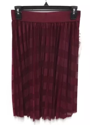 Metrowear Womens Petite XL Wine Red Pleated Skirt With Mesh Stripes New  • $14