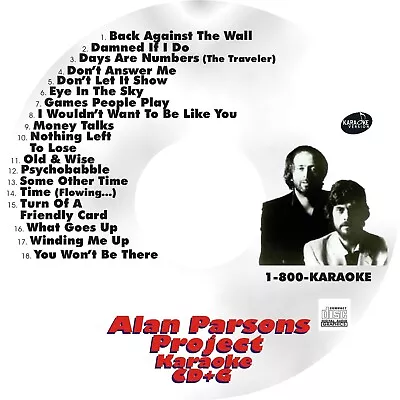 CUSTOM KARAOKE ALAN PARSONS PROJECT 18 GREAT SONG Cdg CD+G HARD-2-FIND TIME MORE • $39.95