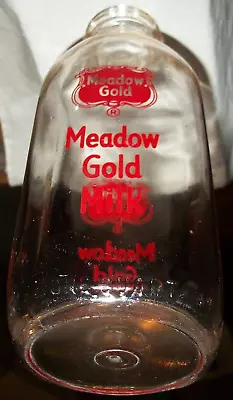 Vintage 1951 Meadow Gold Milk Quart Glass Empty Bottle Nostalgic Display Clean • $9.99