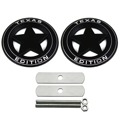2x Black White TEXAS STAR EDITION Front Grille Emblem For Ram F-150 Titan Sierra • $28.49