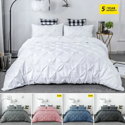 $34.80 • Buy Diamond Embroidery Pintuck Pinch Pleated Duvet/Doona/Quilt Cover Set All Size 