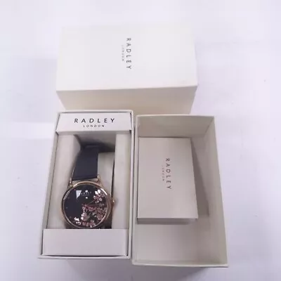 Radley London Rose Gold-Tone Women's Watch Black Strap Floral Face 3ATM • $37.29