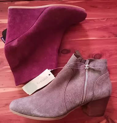 Suede Booties  Gray By Violet & Red Size 7.5  With Free Victorias Secret Wedges • $19.98