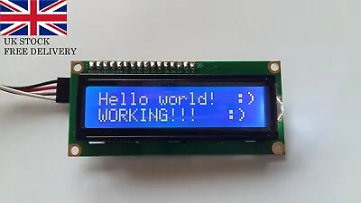 BLUE IIC/I2C 1602 16x2 Character LCD Display For Arduino PIC Raspberry • £5.95