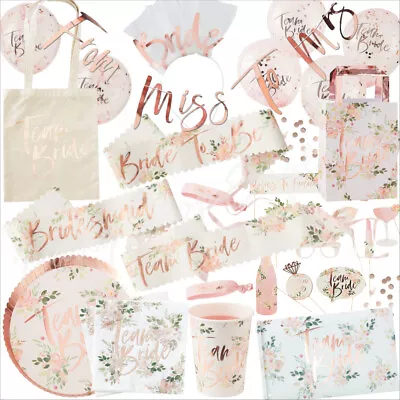 £9.99 • Buy Floral Team Bride To Be Hen Party Accessories Pink & Rose Gold Party Decorations