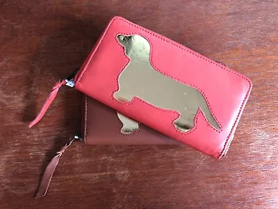 Tan/Orange & Gold Cutout Leather Dachshund Purse - And Mary - Brand New & Boxed • £39