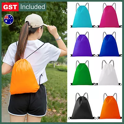 Backpack Sport Pack String Tote Gym Bag Cinch Sack Schoolbag Drawstring New AUS • $15.39