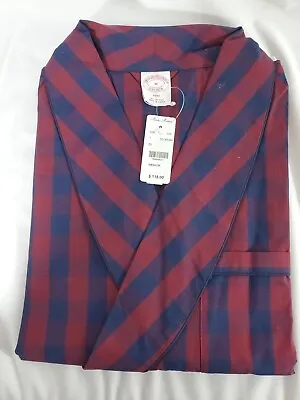 Brooks Brothers Mens MEDIUM Blue & Burgundy Robe - New W/ Tag & Free Shipping • $72