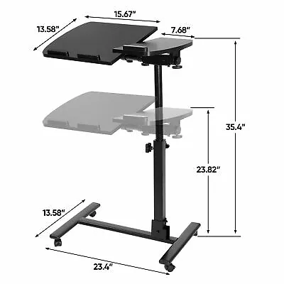 Rolling Laptop Desk Height Adjustable Stable Mobile Notebook Presentation Table • $41.58