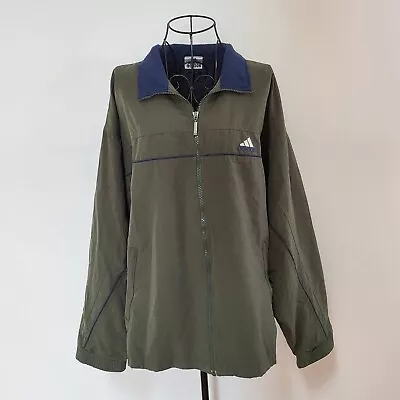 $49 • Buy VINTAGE Adidas Mens Jacket Olive Green Zip Pockets Size M/L Logo Mesh Lining