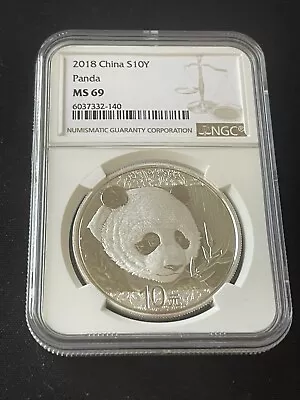 2018 China Panda Silver Coin 10 Yuan 30g NGC MS69 • $1
