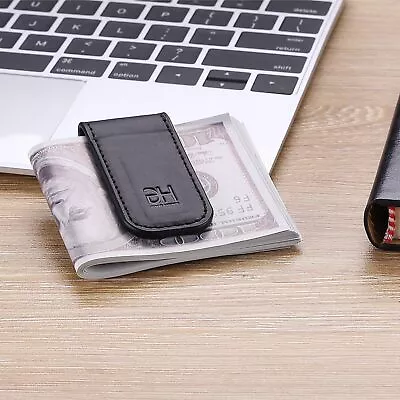 Genuine Leather Minimalist Magnetic Money Business Card Holder Cash Clip For Men • $16.97