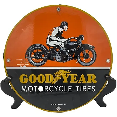 36 Vintage Style ''good - Year Tires'' Dealer Porcelain Pump Plate 12 Inch • $114