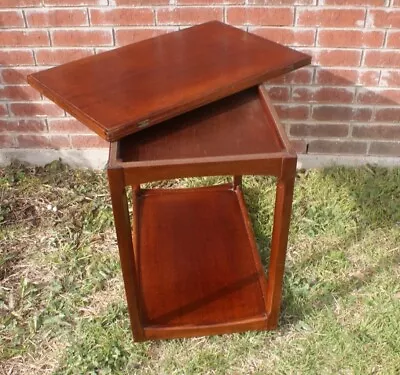 Mid Century Modern Mahogany Swivel Flap Over Game Trolley Cart Table By Legate • $299