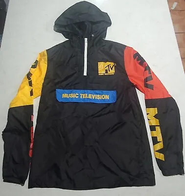 MTV Branded Authentic Music Television Mens Windbreaker Jacket Size L BLACK NWoT • $35.55