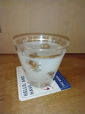 Vintage MCM Low Ball Whiskey Tumbler Set Of 3 White Frosted Gold Barware Good Co • $9