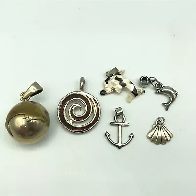 Mix Of 6 No Sealife Nautical Pendant Beads Charms Crafts Art Jewellery Making • £9