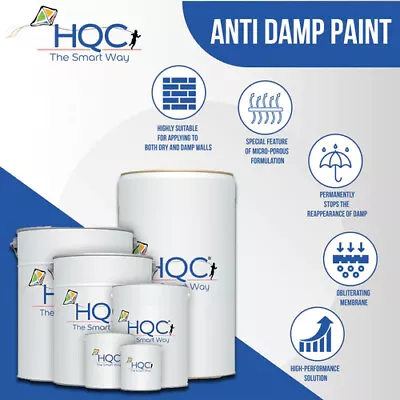 HQC Damp Proof & Damp Seal Emulsion  Paint -  1L To 10L -24 Colours • £84.95